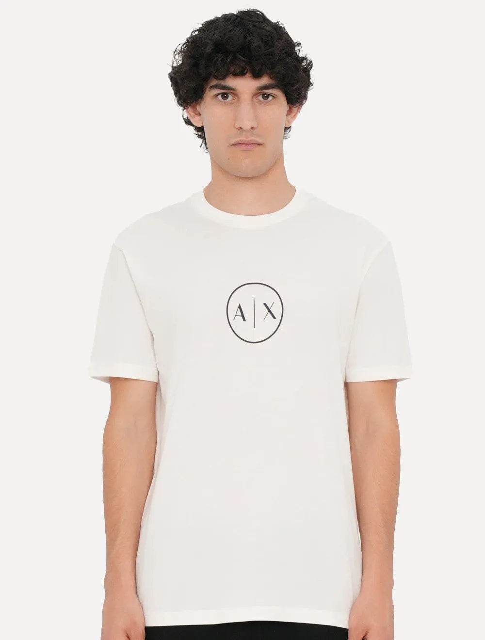 Camiseta Armani Exchange Masculina Regular Circle AX Logo Off White
