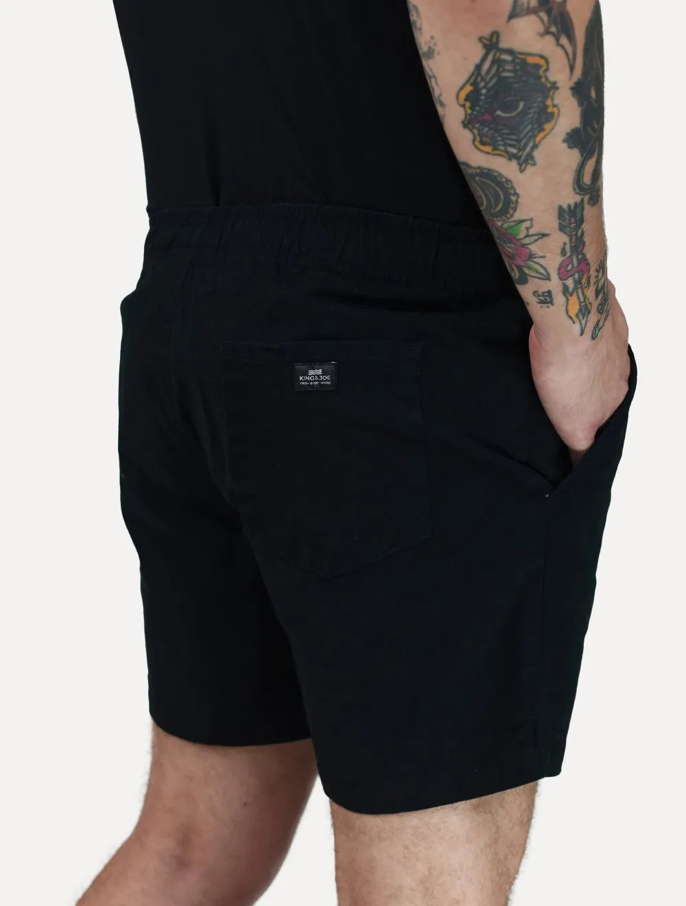 Short King & Joe Masculina Sarja Flex Twill Peach Preto