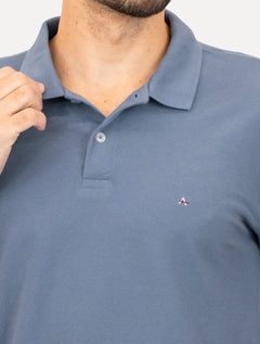 Polo Aramis Masculina Basic Piquet Azul Médio