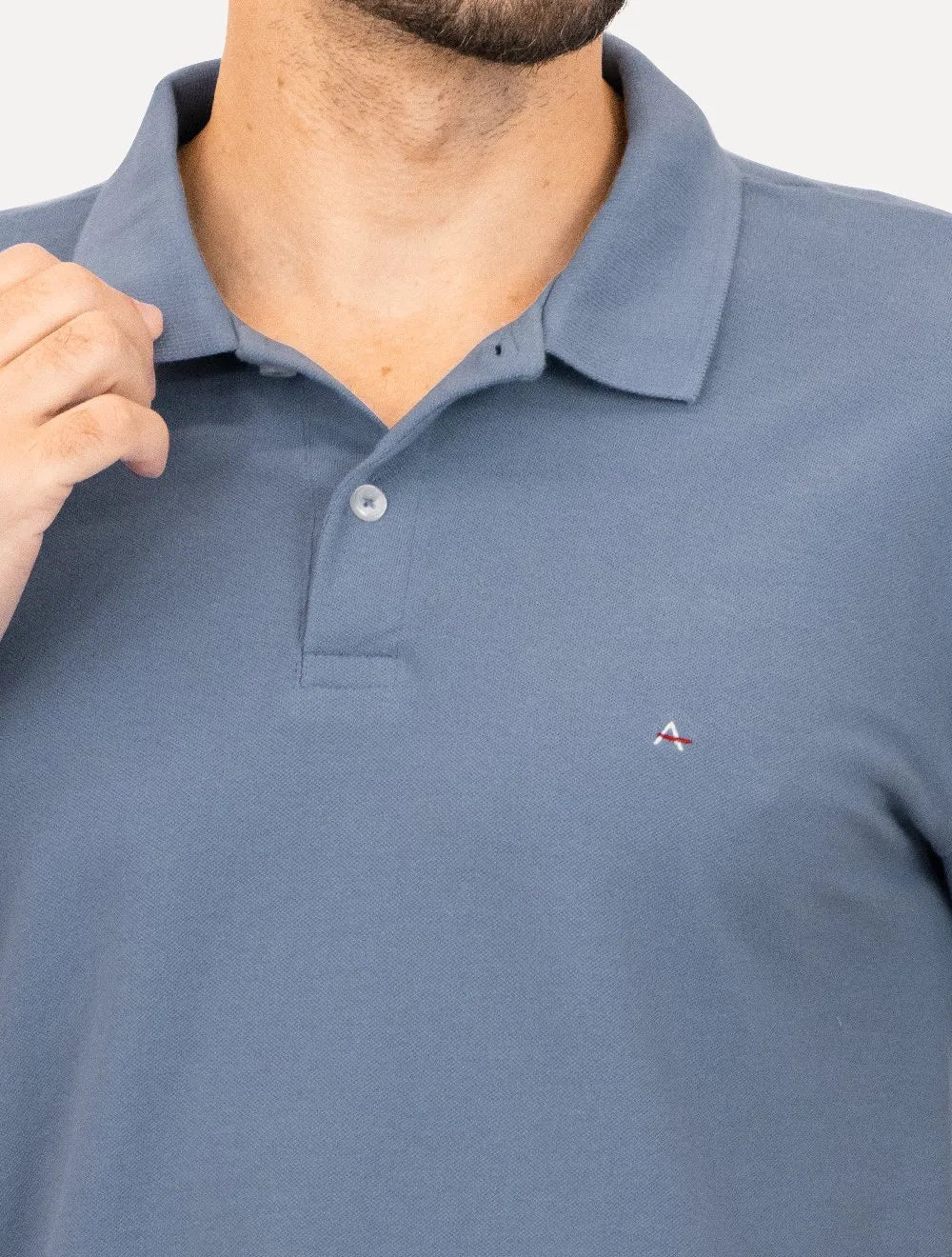Polo Aramis Masculina Basic Piquet Azul Médio