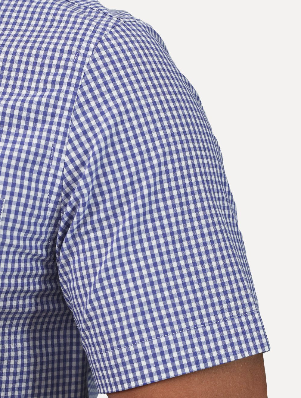 Camisa Tommy Hilfiger Masculina Manga Curta Pocket Gingham Azul Médio