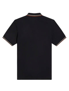 Polo Fred Perry Masculina Piquet Regular White Brown Twin Tipped Preta
