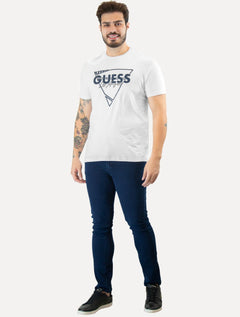 Camiseta Guess Masculina Triângulo Los Angeles Relevo Peito Branca