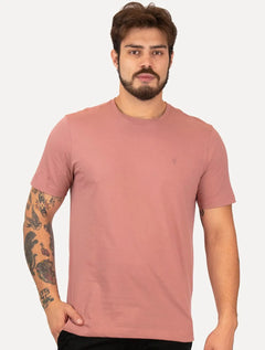 Camiseta Individual Masculina Slim Logo Rosa Médio