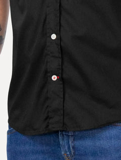Camisa Tommy Hilfiger Masculina Manga Curta Regular Classic Poplin Preta