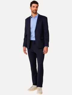 Camisa Dudalina Masculina Milano Tricoline Superfine Cotton Lisa Stretch Azul Médio