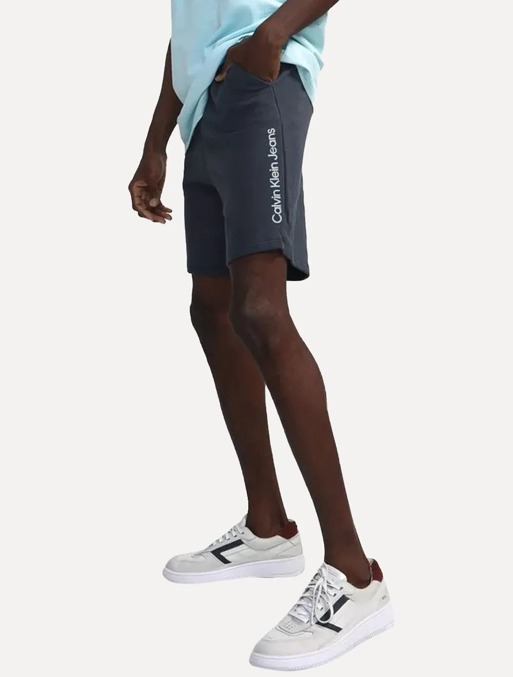 Bermuda Calvin Klein Masculina Moletom Lateral Big New Logo Azul Marinho
