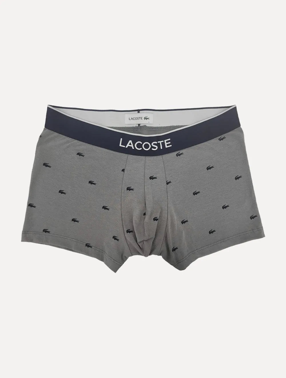 Cueca Lacoste Trunk Boxer Jersey Croco Print Branca Vermelha Cinza Pack 3UN