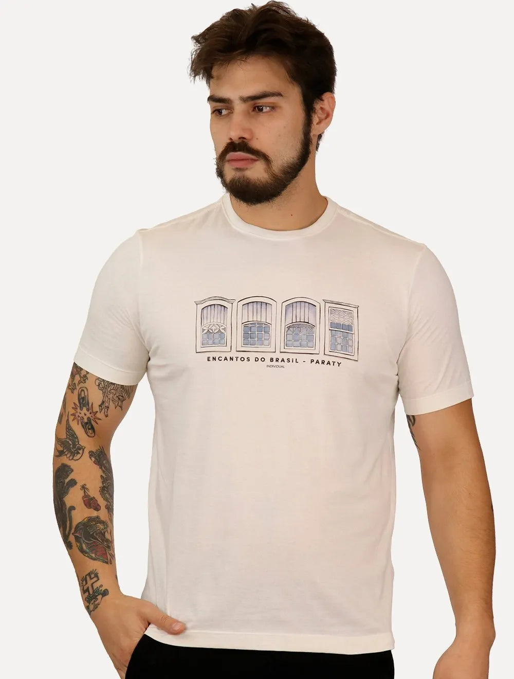 Camiseta Individual Masculina Comfort Paraty Off-White