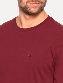 Camiseta Tommy Jeans Masculina Regular Jersey C-Neck Flag Bordô