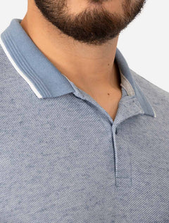 Polo Dudalina Masculina Malha Favo Linho Azul Escuro