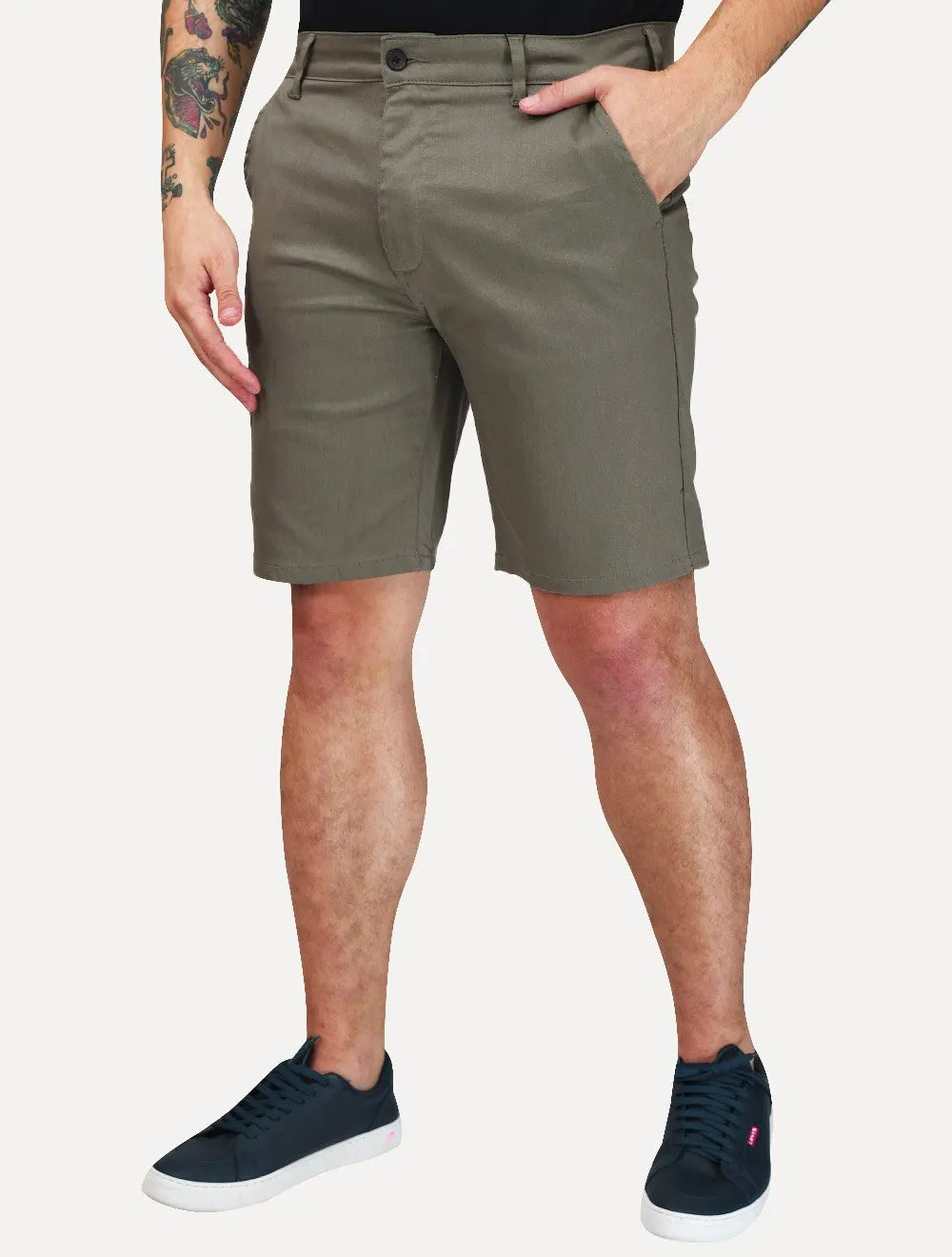 Bermuda King & Joe Masculina Slim Flex Cetim Cinza Médio