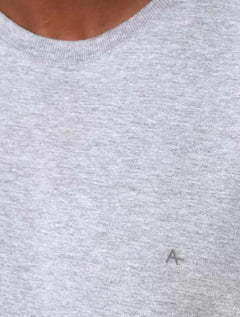 Camiseta Aramis Masculina Malha Fio a Fio Cinza Mescla