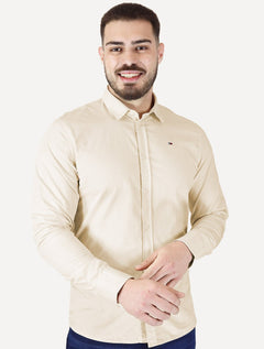 Camisa Tommy Jeans Masculina Slim Original Stretch Areia