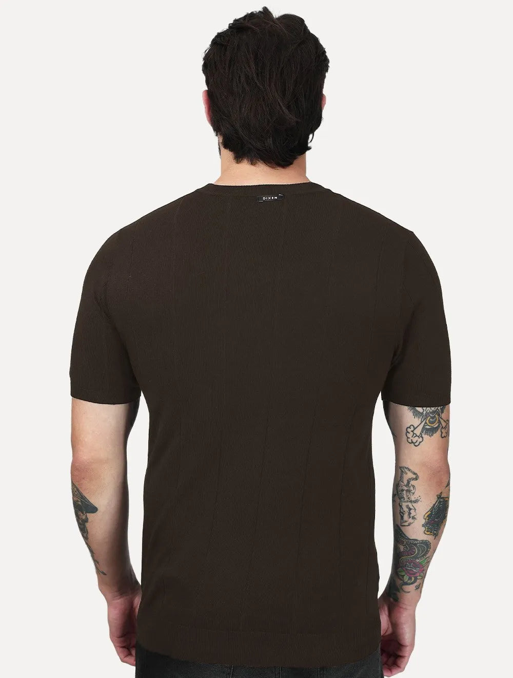 Camiseta Dixen Masculina Tricot Manga Curta Gola Careca Marrom