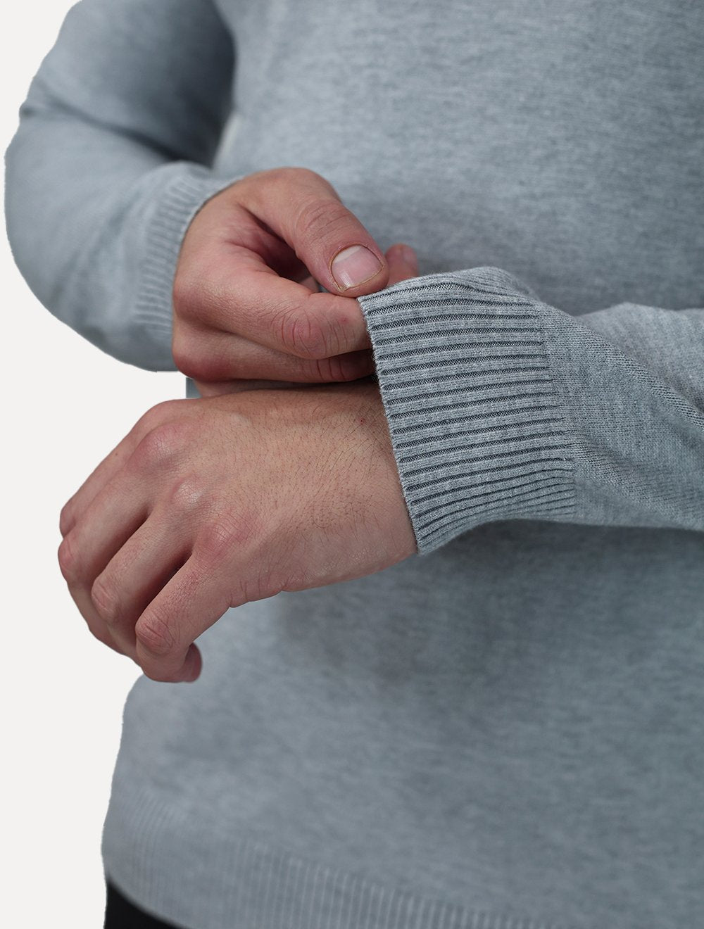 Suéter Dixen Masculina Tricot Manga Longa com Ziper Frontal Cinza