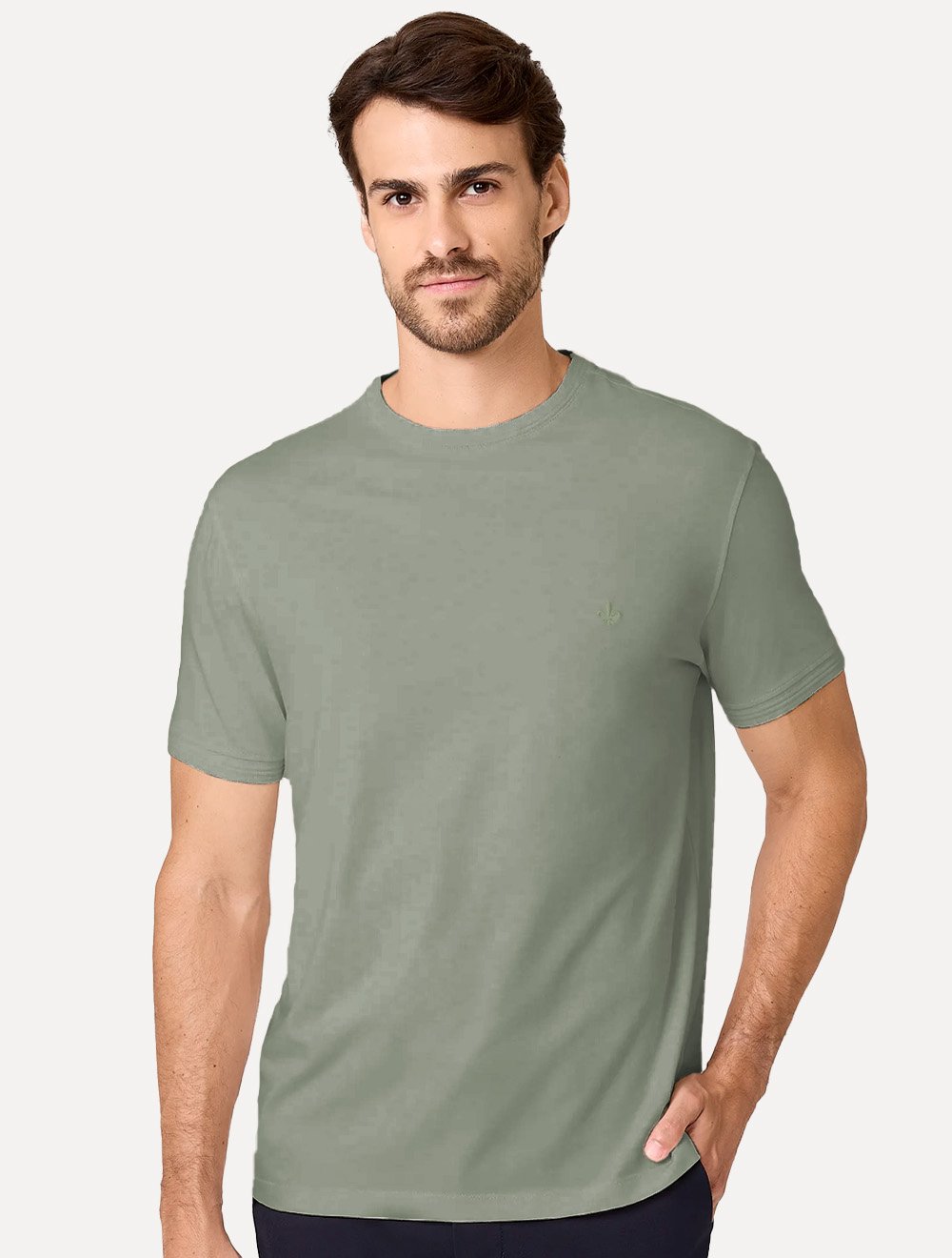 Camiseta Dudalina Masculina Cotton Flex Verde Médio
