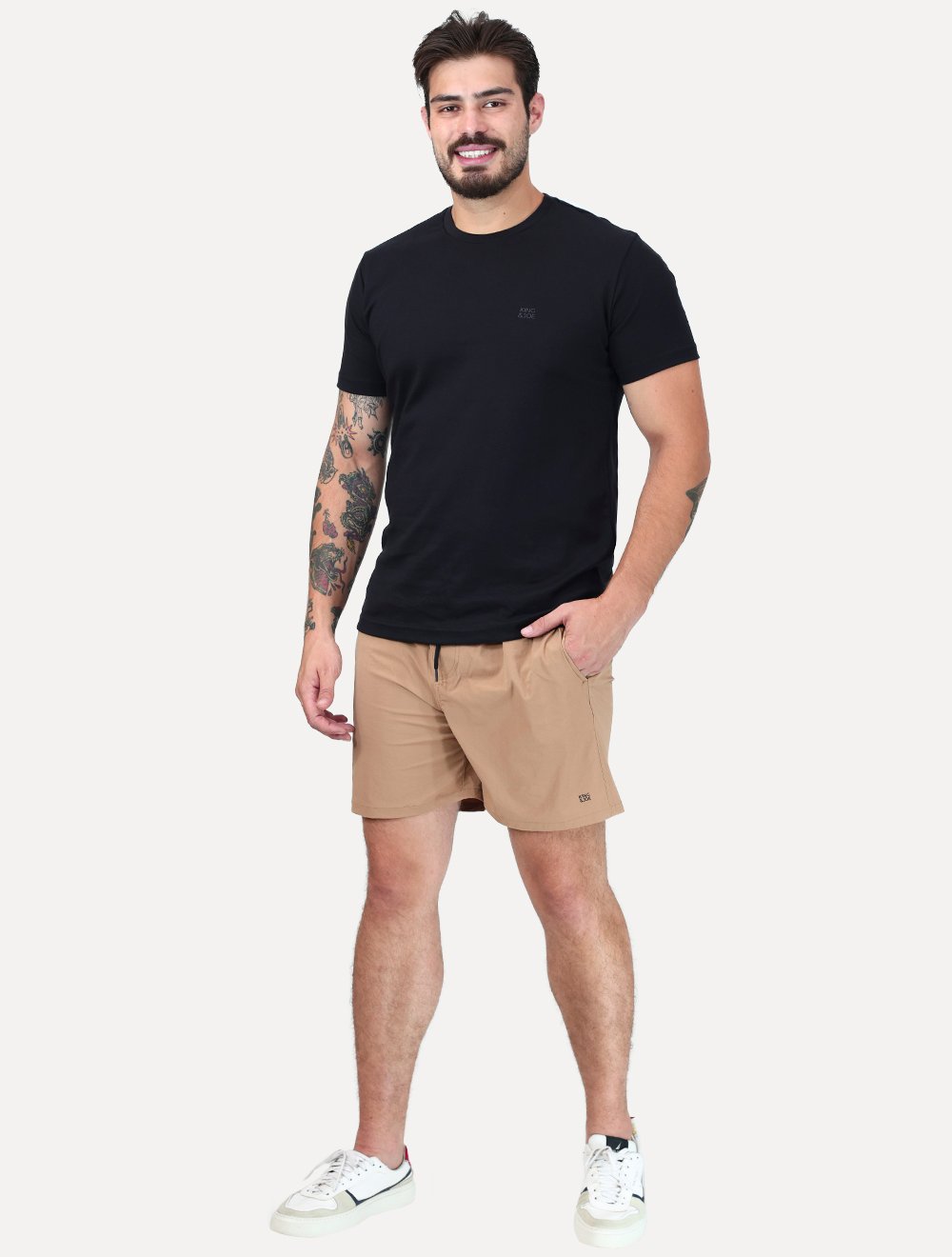 Short King & Joe Masculina Nylon Flex Ripstop Cáqui