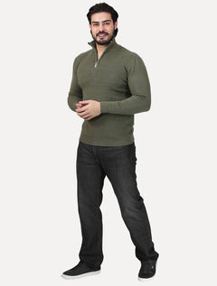 Suéter Dixen Masculino Tricot Straights Half-Zip Gola Alta Verde