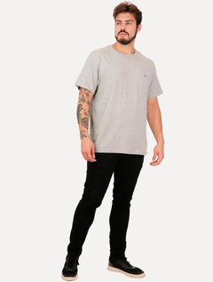 Camiseta Dudalina Basic Essential Navy Icon Cinza Mescla