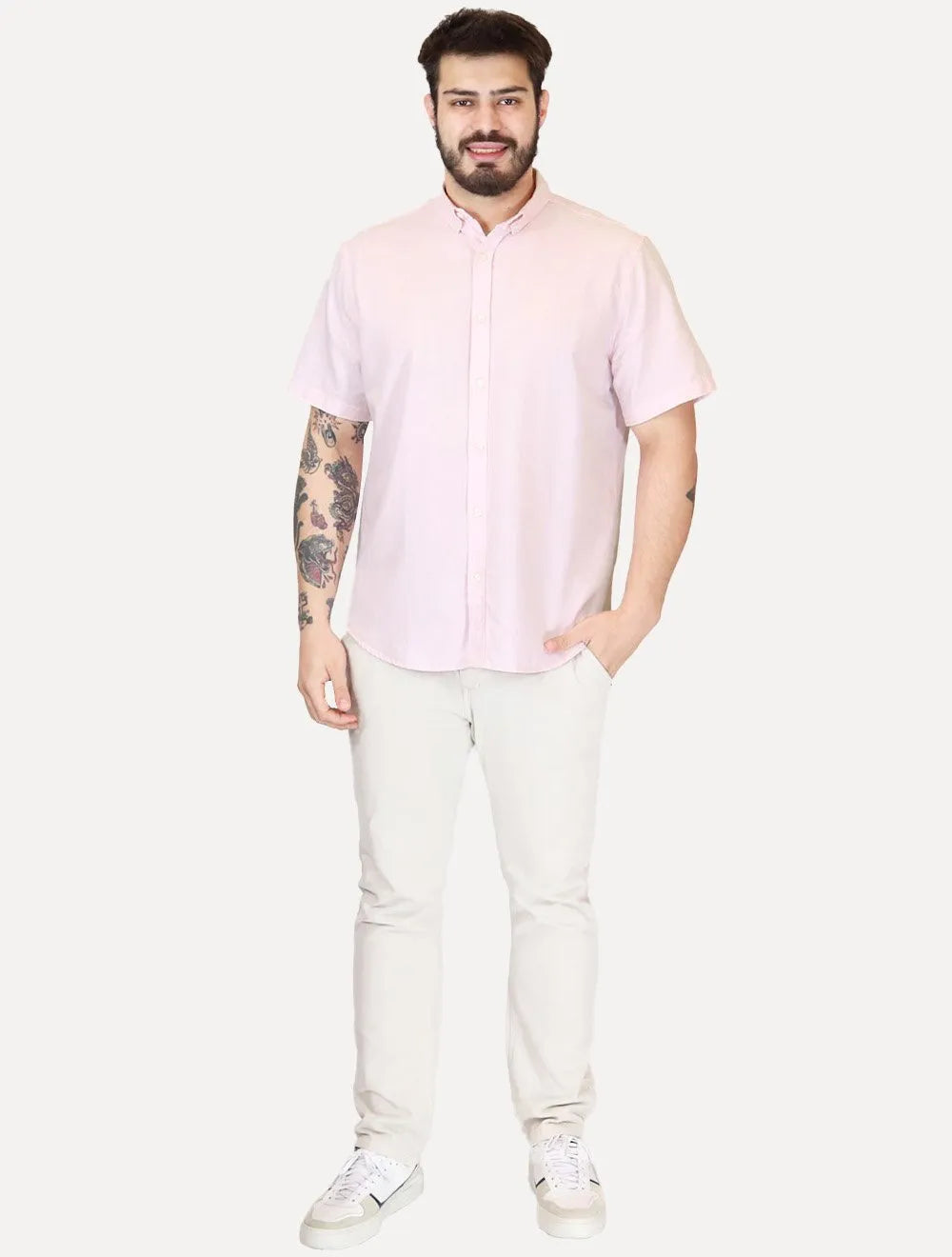 Camisa Levis Masculina Relaxed Oxford Authentic Button Down Rosa Claro