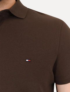 Polo Tommy Hilfiger Masculina Regular Piquet 1985 Marrom Escuro