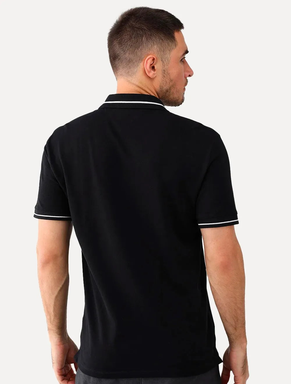 Polo Tommy Jeans Masculina Piquet Regular Tipped Preta