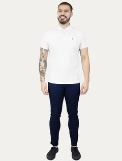 Polo Colcci Masculina Piquet Slim Red Mini Logo Branca