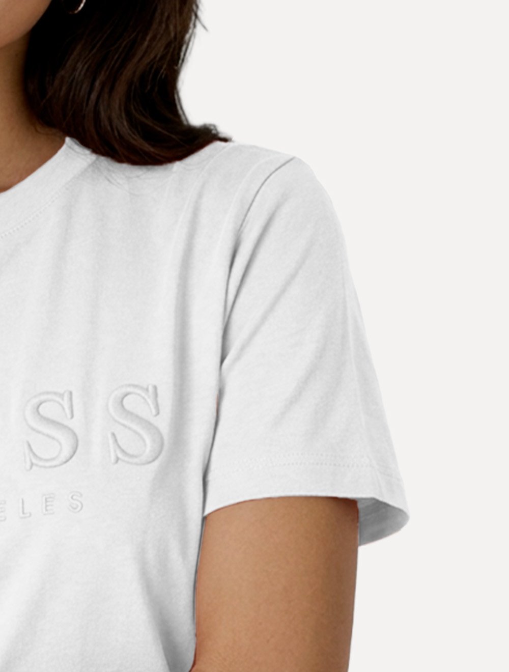 Camiseta Guess Feminina Los Angeles Embroidery Logo Branca