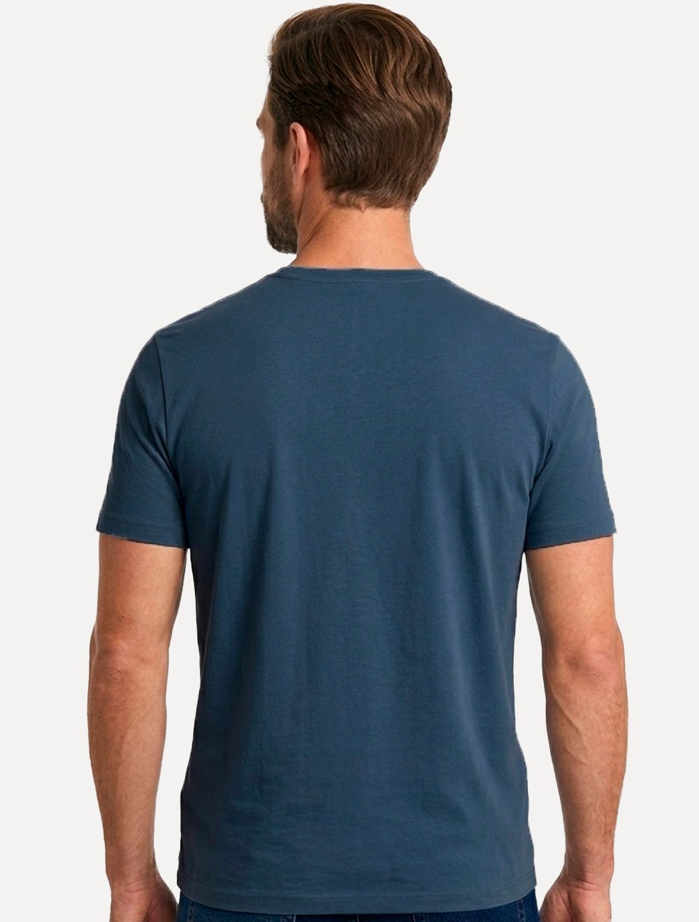 Camiseta Individual Masculina Slim Pima Soft Touch Logo Azul