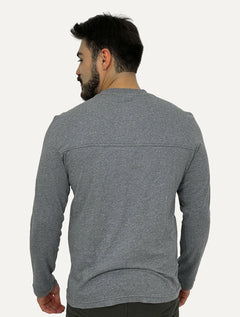 Blusa Calvin Klein Masculina Manga Longa Logo Bordado Cinza Escuro Mescla