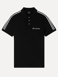 Polo Armani Exchange Masculina Regular Fit Logo Signature Preta