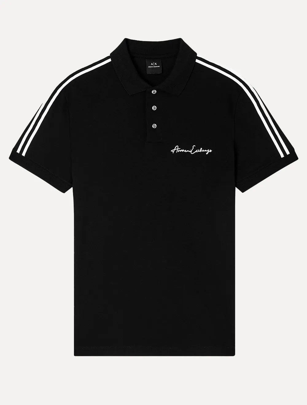 Polo Armani Exchange Masculina Regular Fit Logo Signature Preta