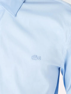 Camisa Lacoste Masculina Slim Fit Popeline Stretch Mono Azul Claro