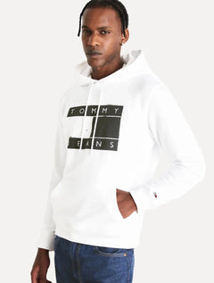 Moletom Tommy Jeans Masculino Hoodie Flag Logo Spray Branco