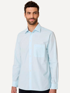 Camisa Dudalina Masculina Comfort Tricoline Lisa Azul Claro