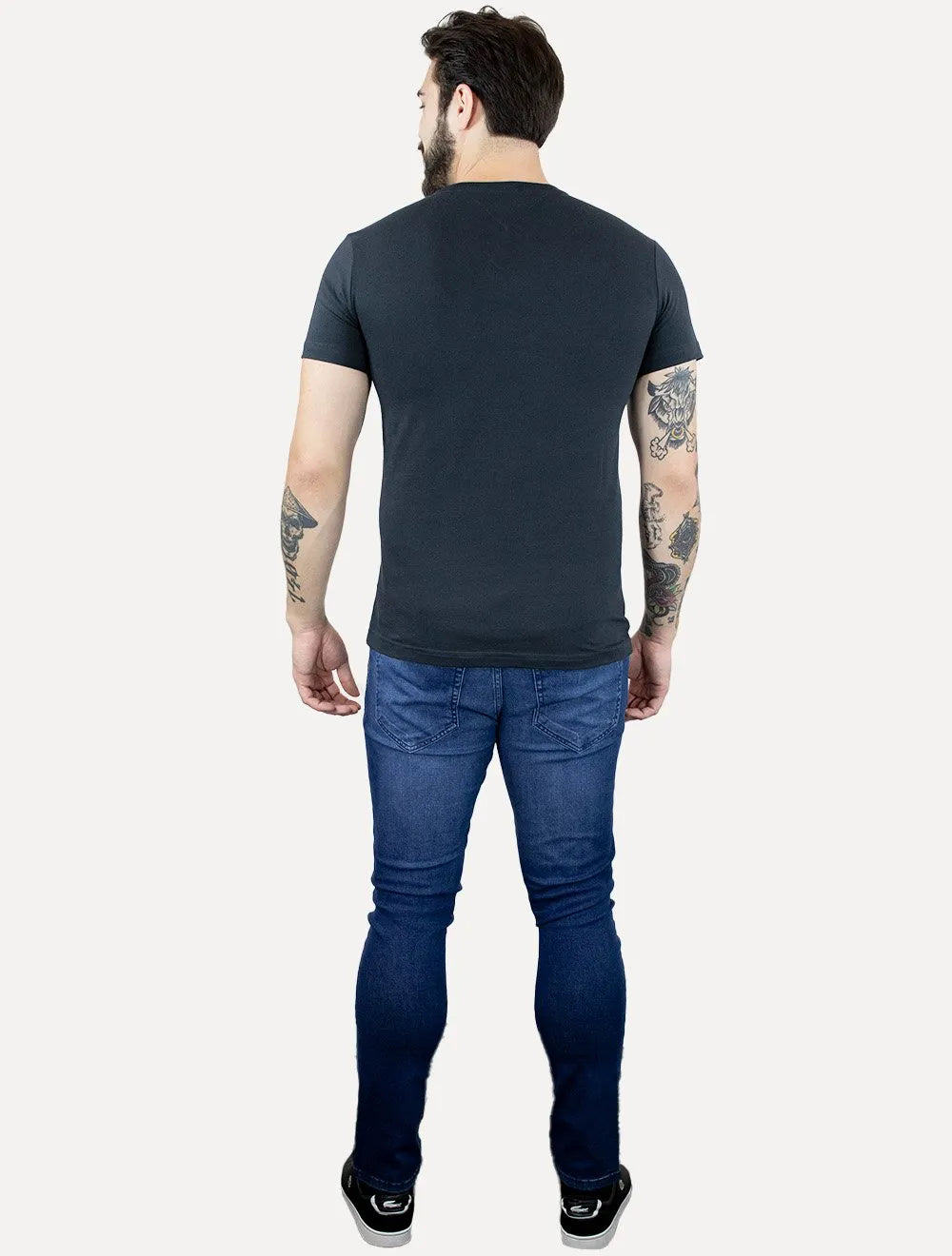 Camiseta Tommy Hilfiger Masculina Center Stack Azul Marinho