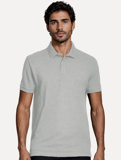 Polo Aramis Masculina Basic Piquet Mono Cinza Claro