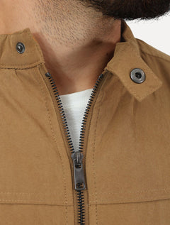Jaqueta Dixen Masculina Sarja Forrada Zíper Frontal Caramelo