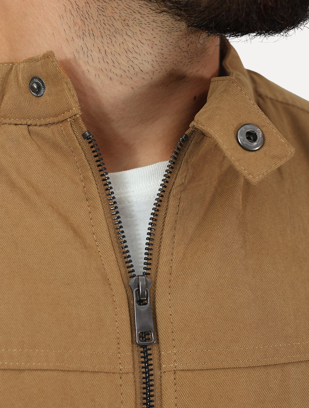Jaqueta Dixen Masculina Sarja Forrada Zíper Frontal Caramelo
