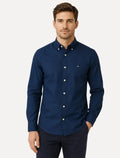 Camisa Tommy Hilfiger Masculina Slim Flex Pop Small Dobby Azul Marinho