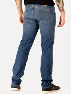 Calça Levis Jeans Masculina 505 Regular Stretch 1967 Zip Azul Médio
