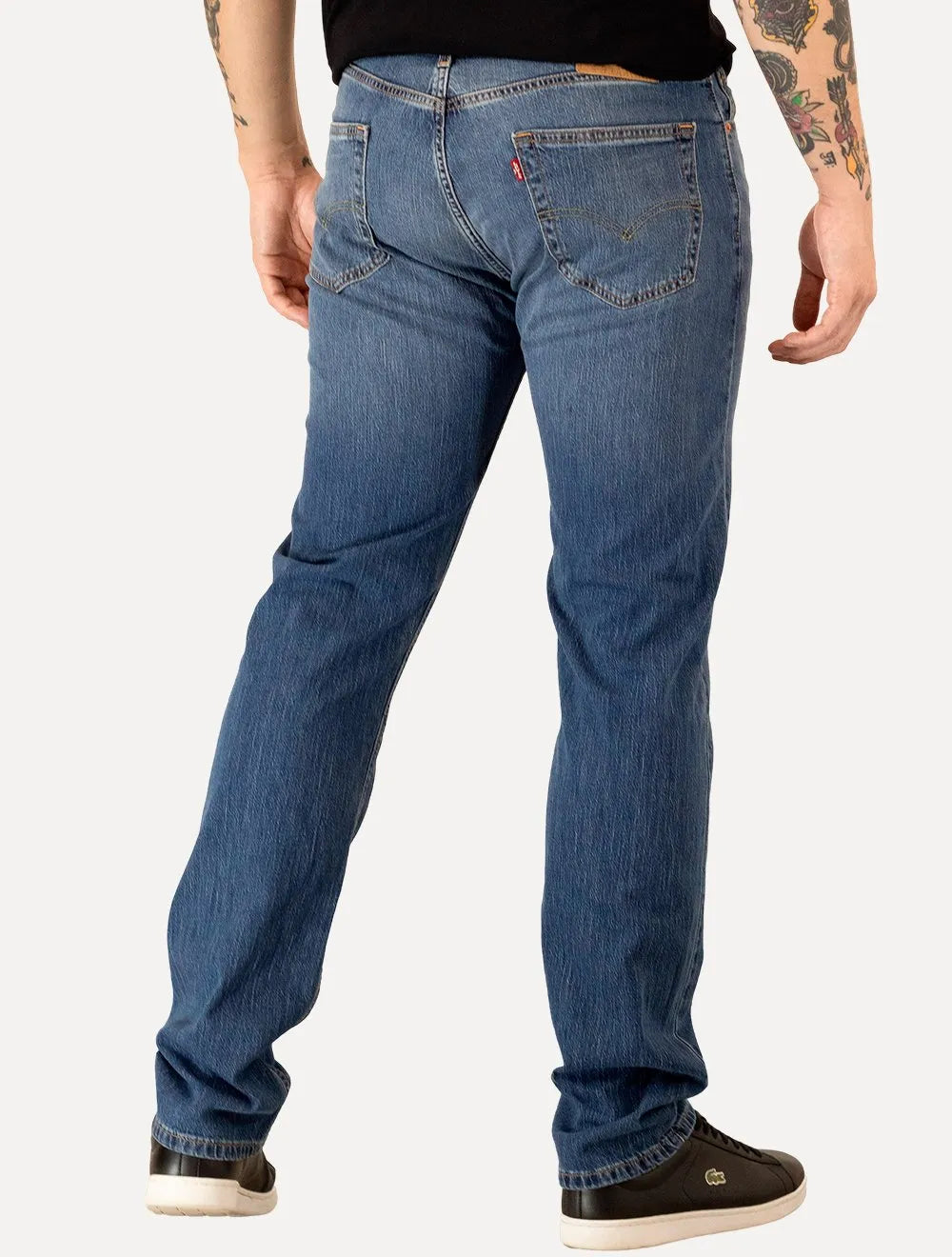 Calça Levis Jeans Masculina 505 Regular Stretch 1967 Zip Azul Médio