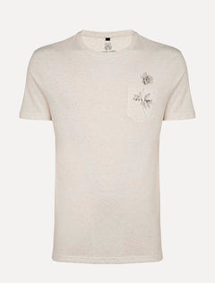 Camiseta John John Masculina Regular Flower Logo Mescla Off-White