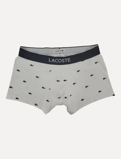 Cueca Lacoste Trunk Boxer Jersey Croco Print Branca Vermelha Cinza Pack 3UN