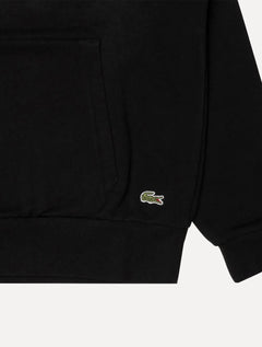 Moletom Lacoste Masculino Hoodie Classic Fit Cotton Fleece Logo Preta
