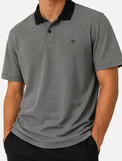 Polo Individual Masculina Comfort Listrada Logo Preta