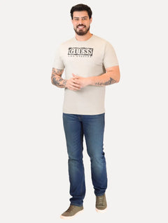 Camiseta Guess Masculina Los Angeles Rubber Scratched Areia