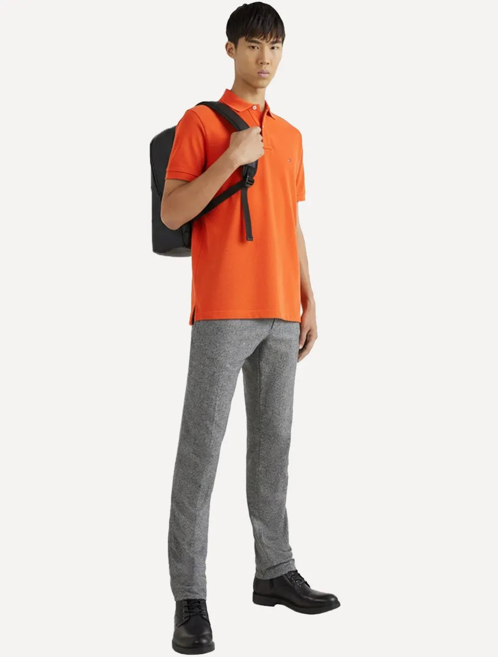 Polo Tommy Hilfiger Masculina Regular Piquet Light Button 1985 Laranja