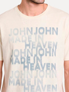 Camiseta John John Masculina Slim Fit Downtown Off White